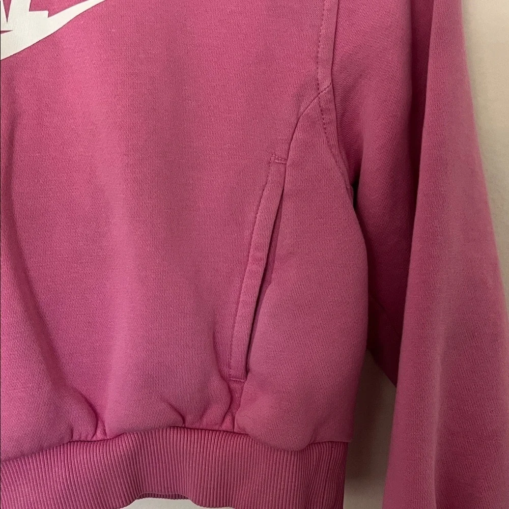 Nike Pink Club Fleece Cropped Hoodie Girls Size Medium
